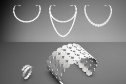 pearl necklace ring bangle 3d rendering of design