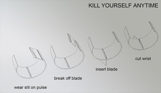 SUICIDE Bangle for single use with break-off blade stainless steel
